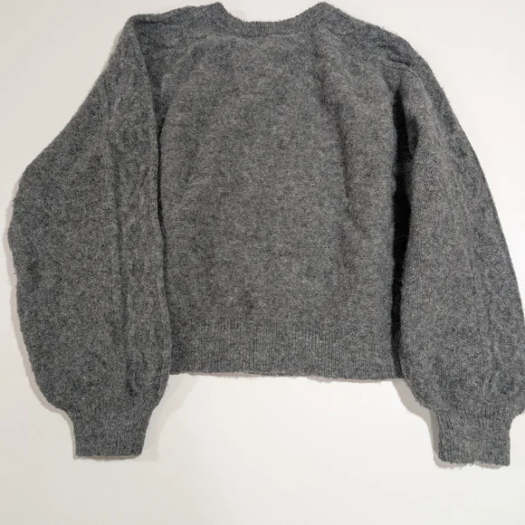 Chaps 2X Plus Size Charcoal Cable Knit Button Front Cardigan | Classic Heritage - Picture 5 of 5